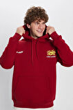 Unisex Oversize Geniş Kesim Pamuklu Yumuşak Dokulu İçi Polarlı Baskılı Bordo Kapüşonlu Sweatshirt