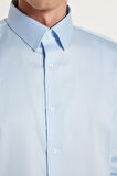 Erkek Slim Fit  Premium Likralı Pamuk Saten Açık Mavi Gömlek