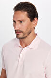 Erkek Slim Fit Dar Kesim %100 Pamuk Pembe Polo Yaka Tişört