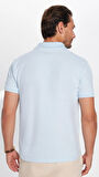 Erkek Slim Fit Dar Kesim %100 Pamuk Mavi Polo Yaka Tişört