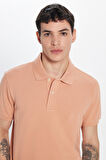 Erkek Slim Fit Dar Kesim %100 Pamuk Somon Polo Yaka Tişört