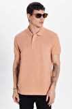 Erkek Slim Fit Dar Kesim %100 Pamuk Somon Polo Yaka Tişört