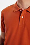 Erkek Slim Fit Dar Kesim %100 Pamuk Kiremit Polo Yaka Tişört