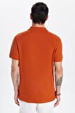 Erkek Slim Fit Dar Kesim %100 Pamuk Kiremit Polo Yaka Tişört