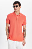 Erkek Slim Fit Dar Kesim %100 Pamuk Mercan Polo Yaka Tişört