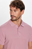 Erkek Slim Fit Dar Kesim %100 Pamuk Gül Kurusu Polo Yaka Tişört