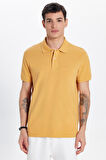 Erkek Slim Fit Dar Kesim %100 Pamuklu Sarı Renk Polo Yaka Tişört