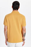 Erkek Slim Fit Dar Kesim %100 Pamuklu Sarı Renk Polo Yaka Tişört