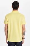 Erkek Slim Fit Dar Kesim %100 Pamuk Sarı Polo Yaka Tişört