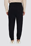 Unisex Relax Fit Rahat Kesim Şardonlu 3 Cepli Lastikli Jogger Paça Siyah Eşofman Altı