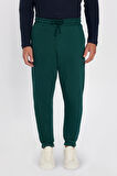Unisex Relax Fit Rahat Kesim Şardonlu 3 Cepli Lastikli Jogger Paça Yeşil Eşofman Altı