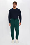 Unisex Relax Fit Rahat Kesim Şardonlu 3 Cepli Lastikli Jogger Paça Yeşil Eşofman Altı