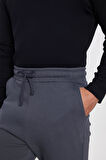 Unisex Relax Fit Rahat Kesim Şardonlu 3 Cepli Lastikli Jogger Paça Gri Eşofman Altı