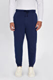 Unisex Relax Fit Rahat Kesim Şardonlu 3 Cepli Lastikli Jogger Paça Lacivert Eşofman Altı
