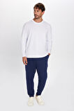 Unisex Relax Fit Rahat Kesim Şardonlu 3 Cepli Lastikli Jogger Paça Lacivert Eşofman Altı