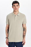 Erkek Slim Fit Dar Kesim %100 Pamuk Taş Polo Yaka Tişört