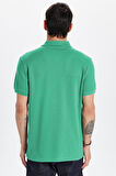 Erkek Slim Fit Dar Kesim %100 Pamuk Yeşil Polo Yaka Tişört