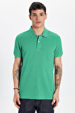 Erkek Slim Fit Dar Kesim %100 Pamuk Yeşil Polo Yaka Tişört