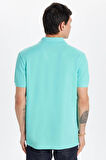Erkek Slim Fit Dar Kesim %100 Pamuk Yeşil Polo Yaka Tişört