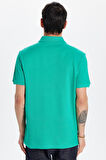 Erkek Slim Fit Dar Kesim %100 Pamuk Yeşil Polo Yaka Tişört