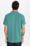 Erkek Slim Fit Dar Kesim %100 Pamuk Yeşil Polo Yaka Tişört