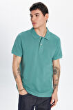 Erkek Slim Fit Dar Kesim %100 Pamuk Yeşil Polo Yaka Tişört