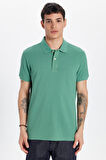 Erkek Slim Fit Dar Kesim %100 Pamuk Yeşil Polo Yaka Tişört