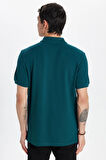 Erkek Slim Fit Dar Kesim %100 Pamuk Yeşil Polo Yaka Tişört