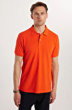 Erkek Slim Fit Dar Kesim %100 Pamuk Mercan Polo Yaka Tişört