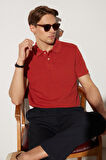 Erkek Slim Fit Dar Kesim %100 Pamuk Kiremit Polo Yaka Tişört