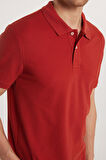 Erkek Slim Fit Dar Kesim %100 Pamuk Kiremit Polo Yaka Tişört