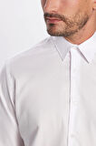 Regular Fit Beyaz Non-Iron Pamuklu Doğa Dostu Ekoteks Belgeli Ütü Gerektirmez Gömlek