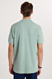 Erkek Regular Fit Klasik Kesim %100 Pamuk Düz Pike Mint Polo Yaka Tişört