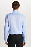 Slim Fit Mavi Non-Iron %100 Pamuk Doğa Dostu Ekoteks Belgeli Ütü Gerektirmez Gömlek