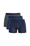 Erkek 3'lü Pamuk Likralı Esnek Kumaş Boxer