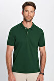 Erkek Slim Fit Dar Kesim Pamuklu Yumuşak Dokulu Serin Tutan Kumaş Düz Pike Haki Polo Yaka Tişört
