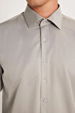 Erkek Regular Fit Klasik Kesim Pamuklu Düz Gri Gömlek