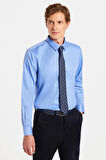 Erkek Slim Fit Non-Iron Pamuklu Doğa Dostu Ekoteks Belgeli Ütü Gerektirmez Mavi Gömlek