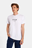 Erkek Slim Fit Dar Kesim %100 Pamuk Yumuşak Dokulu Baskılı Siyah Bisiklet Yaka Tişört