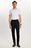 Erkek Regular Fit Chino Esnek Yandan Cepli Önü Fermuarlı Pamuklu Dokulu Siyah Pantolon
