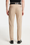 Erkek Regular Fit Chino Esnek Yandan Cepli Önü Fermuarlı Pamuklu Dokulu Bej Pantolon