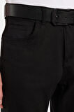 Erkek Regular Fit Rahat Kesim Kanvas Siyah Pantolon