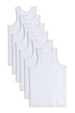 6 Adet Compact Penye Beyaz Erkek Atlet %100 Pamuk Standart Fit Normal Kesim 6'lı Paket