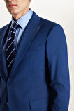 Erkek Slim Fit Mono Yaka Likralı Esnek Kumaş İndigo Takım Elbise