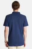 Erkek Slim Fit Dar Kesim %100 Pamuk Fermuarlı Lacivert Polo Yaka Tişört