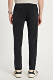 Erkek Slim Fit Yıkamalı Taşlamalı Esnek Kot Düz Paça Tapered Siyah Pantolon