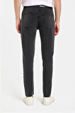 Erkek Slim Fit Yıkamalı Taşlamalı Esnek Kot  Düz Paça Tapered Gri Pantolon