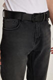 Erkek Normal Kesim Denim Yıkamalı Düz Paça Siyah Jean Kot Pantolon