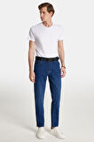 Erkek Normal Kesim Denim Yıkamalı Düz Paça Lacivert Jean Kot Pantolon