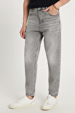 Erkek Relax Fit Geniş Kesim Boru Paça Denim Yıkamalı Taşlamalı Esnek Gri Jean Kot Pantolon